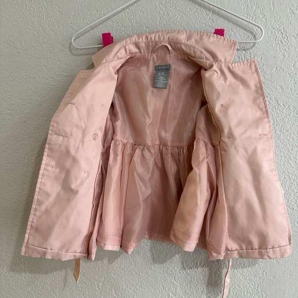 Tahari Girls Blush Pink Trench Coat Double Breasted Belted Size 18M - Picture 12 of 15